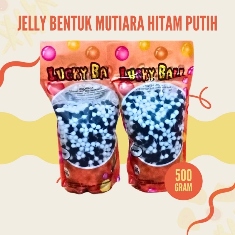 

Jelly bentuk mutiara hitam putih