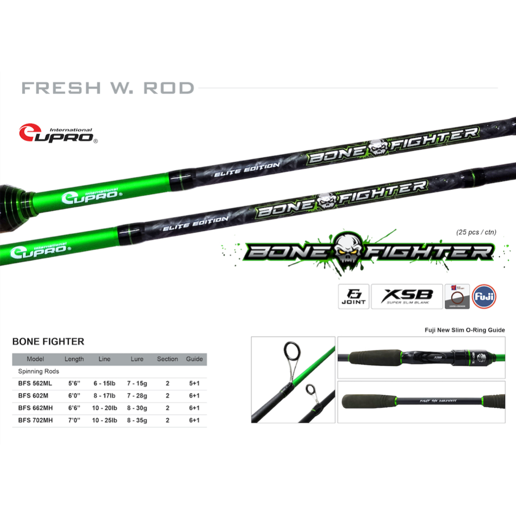 Eupro BONE FIGHTER Spinning Rod | Joran Pancing Kolam Freshwater FUJI Terbaik Kuat