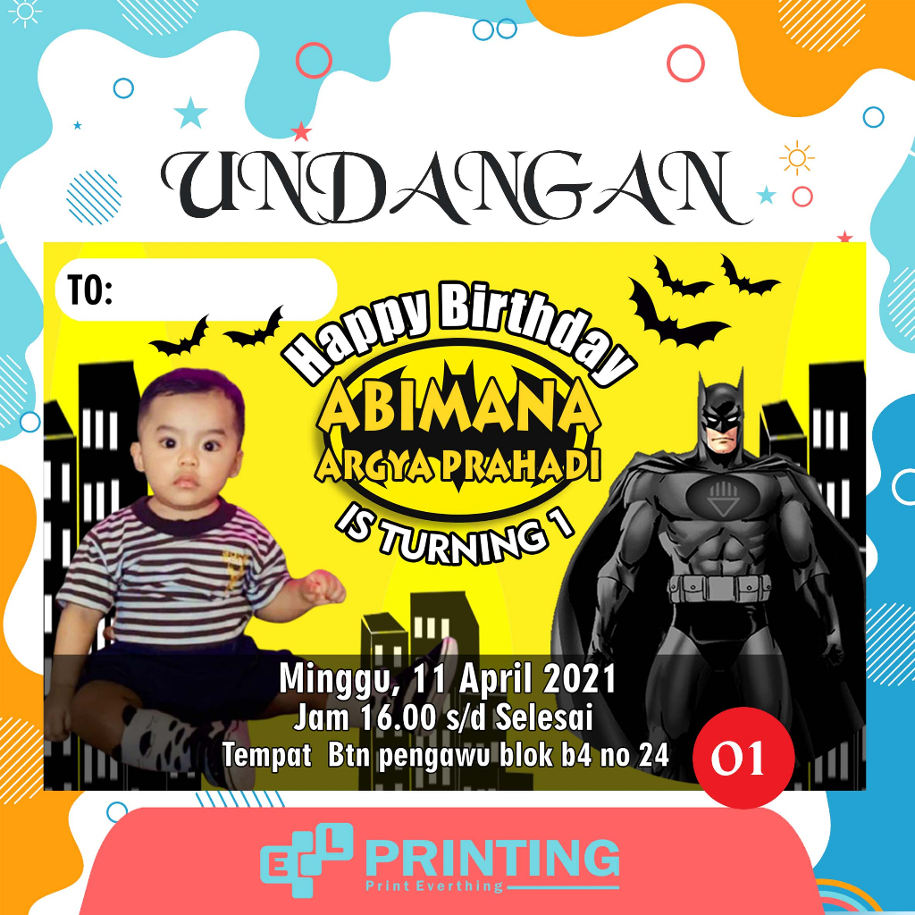 Undangan Ultah Anak Tema BAtman / Undangan Anak