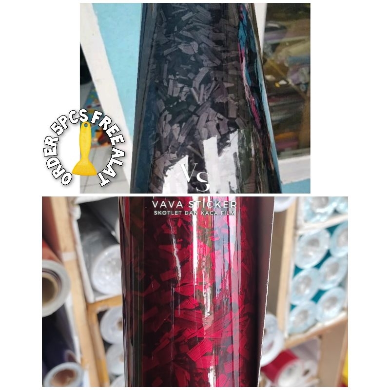 Sticker skotlet carbon forged hitam 5D/skotlet carbon forged merah 5D Glossy/sticker skotlet motor c