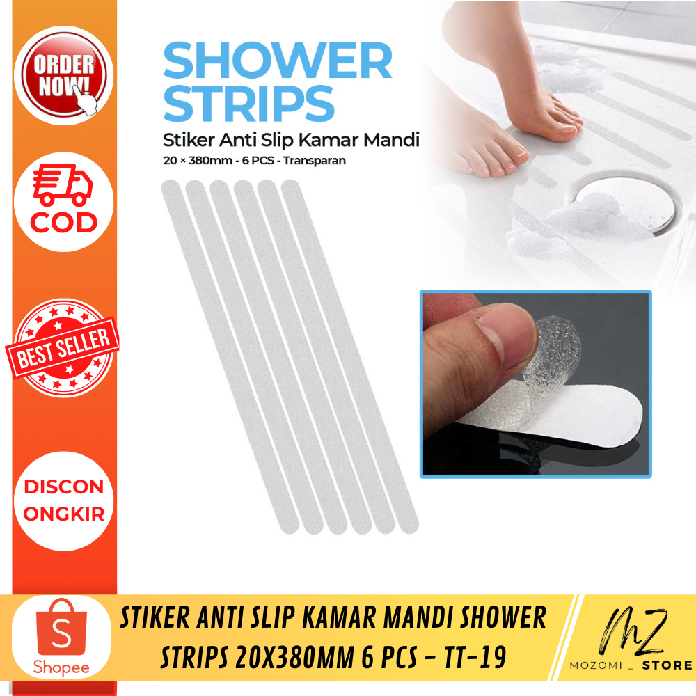 Stiker Anti Slip Kamar Mandi Shower Strips 20x380mm 6 PCS / Aksesoros kamar mandi / keset / stiker l