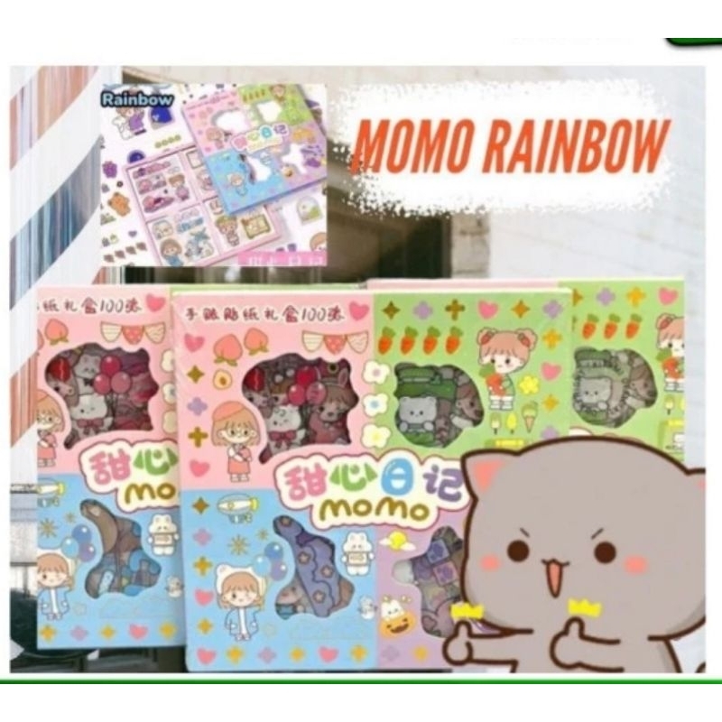 

stiker korea MOMO, NONO, CICI, SANRIO lucu isi 100 pcs kemasan box