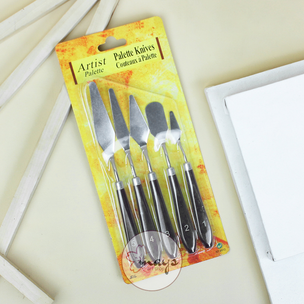 

HJK [5 Pcs] Painting Knife Set Isi 5 / Pisau Palet Lukis / Paint Knife Merk Artist Palette / V-Tec