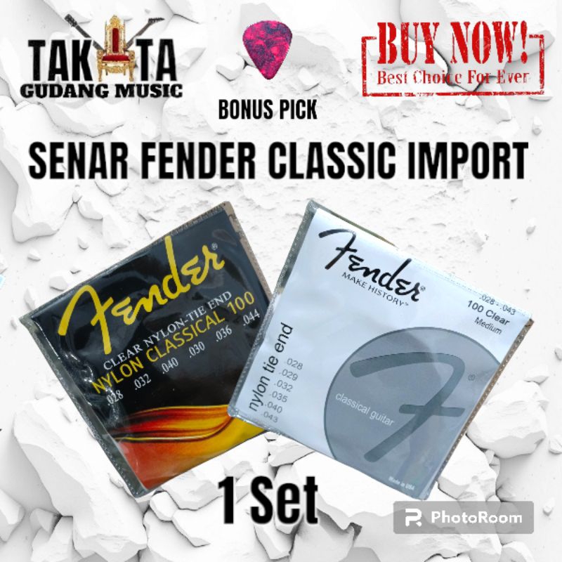 Senar Fender Classic Nylon Original Bonus Pick Senar Gitar Fender