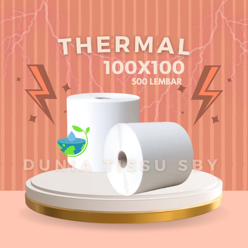 

Kertas thermal / Sticker / Label 100x100mm isi 500lembar