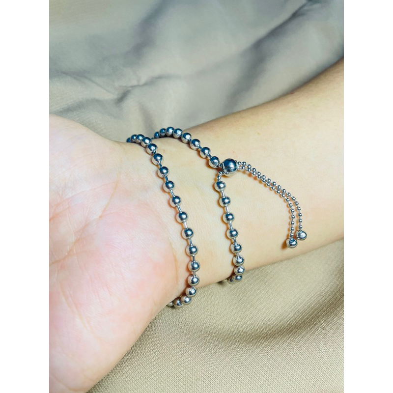 Gelang serut lada silver titanium anti karat cantik elegan