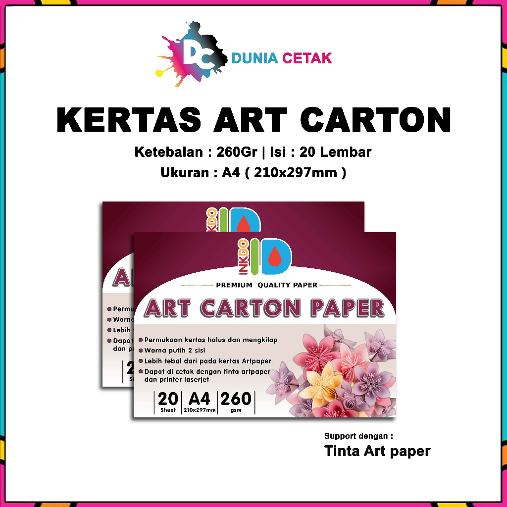 Kertas Art Karton / Carton 260 gsm A4 isi 20 lbr / Art Carton Paper Glossy 260 gram