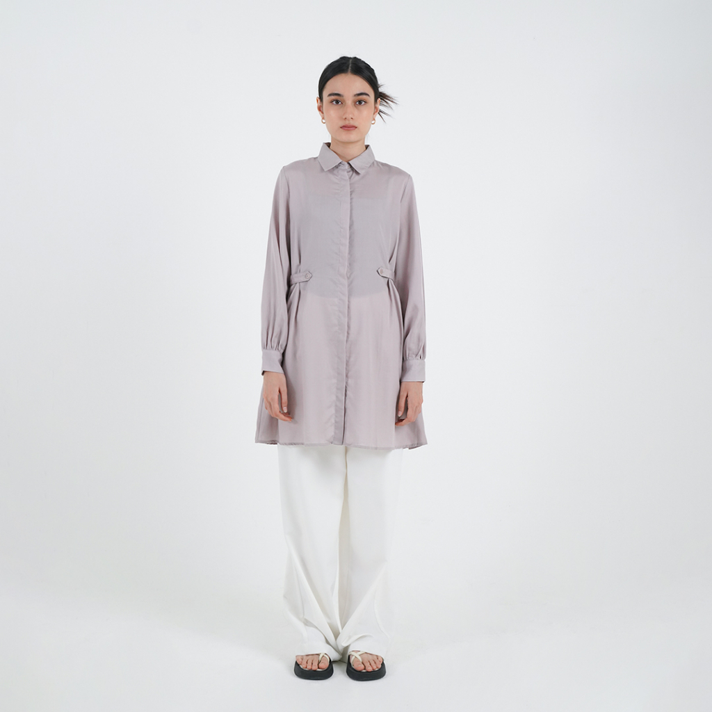 Queensland Kemeja Tunik Muslim Lengan Panjang LIN000208Q Mauve