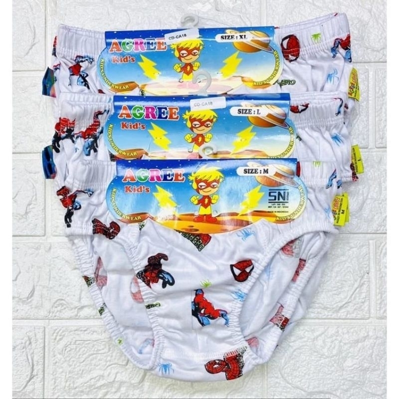 《 3PCS 》CD Agree Kids Gambar SPIDERMAN ♡ Celana Dalam Anak cowok agree karakter Spiderman