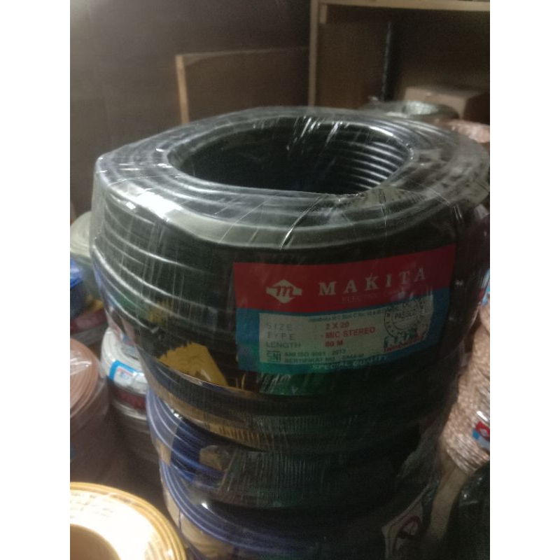 KABEL MIC STEREO CANARE MAKITA BLACK CABLE SKEREM 2x20 PER 1 METER TEMBAGA ROLL ASLI ORIGINAL