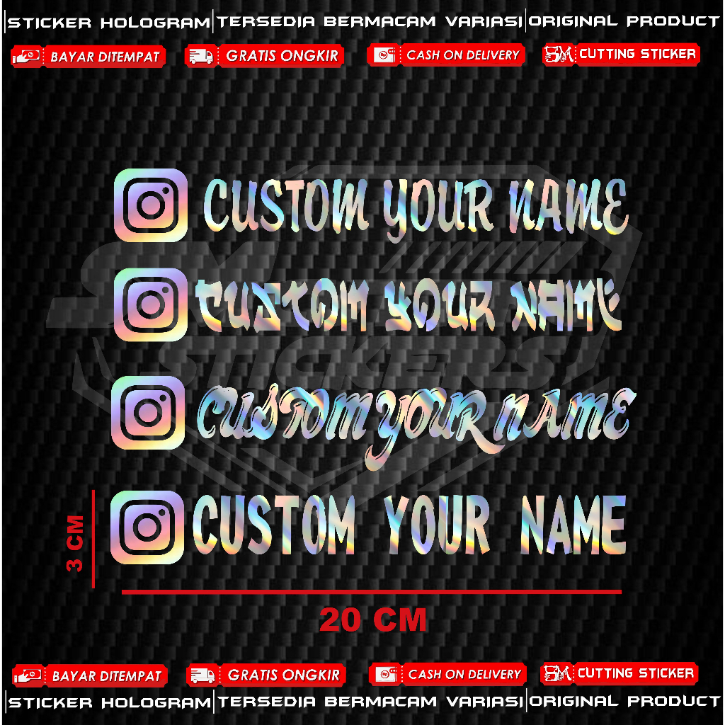 STICKER HOLOGRAM NEW CUSTOM NAMA VARIASI FONT CUTTING STICKER TERMURAH