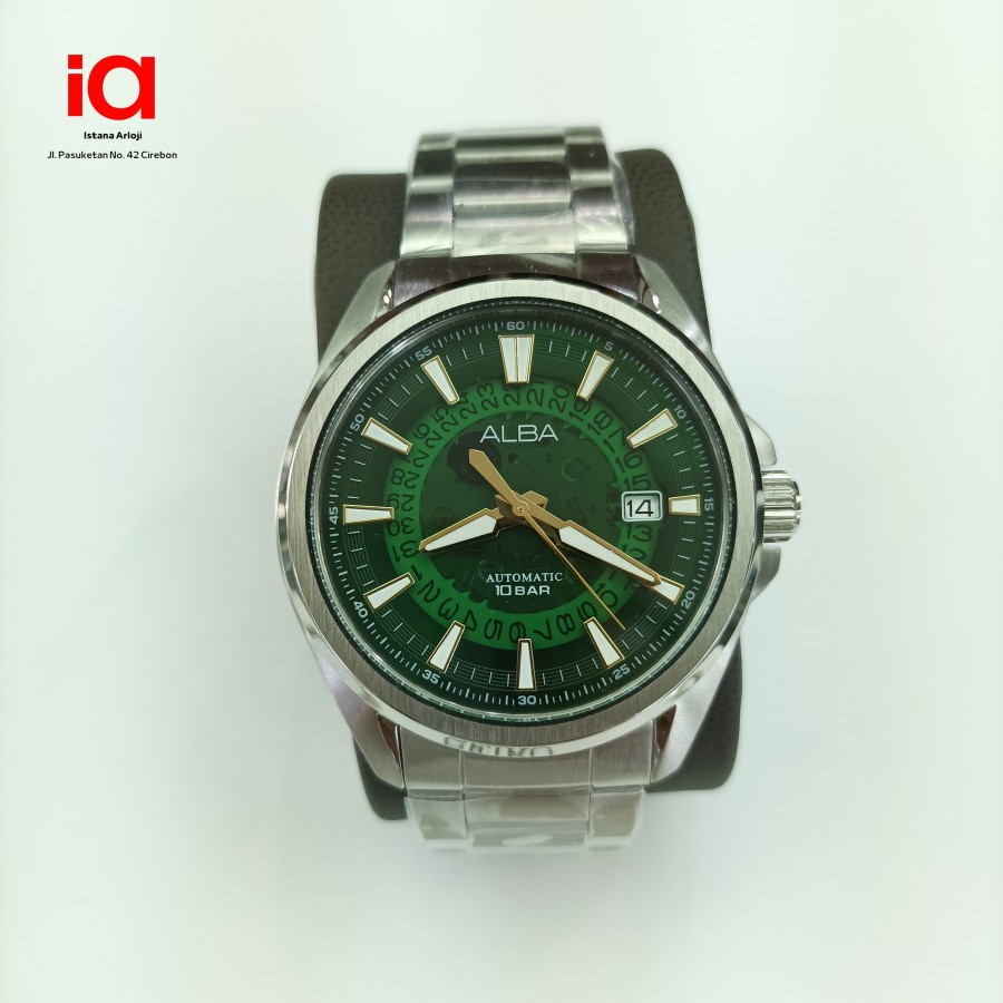 Jam Tangan Pria Alba Automatic AU4027X1 Green See-Through Dial Watch
