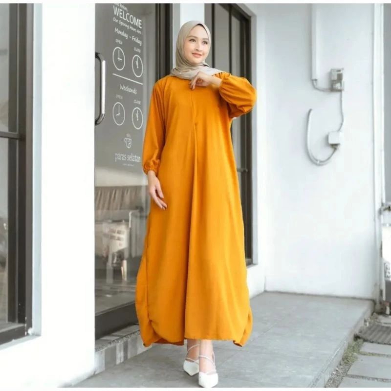 Fathia Dres / Dress Gamis Cringkle Busui Ld 120Cm / Midi Dress Wanita Muslim Terbaru