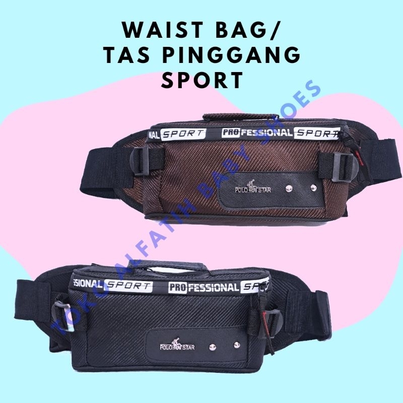 tas pinggang  laki laki model polo star dengn bahan tebal tas selempang atau  waist bag model terbar