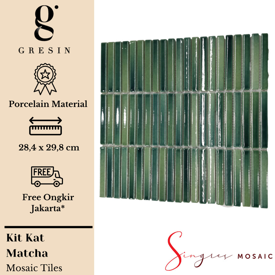 Matcha Kitkat Singres Mosaic Tiles | Mosaic Keramik
