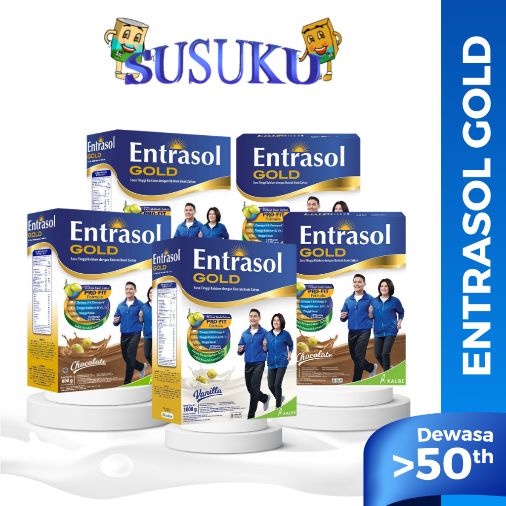 

Entrasol Gold Susu Dewasa Usia Lanjut Kalsium Tinggi Rasa Vanila/Cokelat 600gr