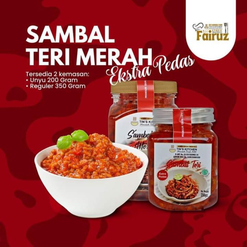 

Sambal teri merah extra pedas kemasan unyu Tin's kitchen