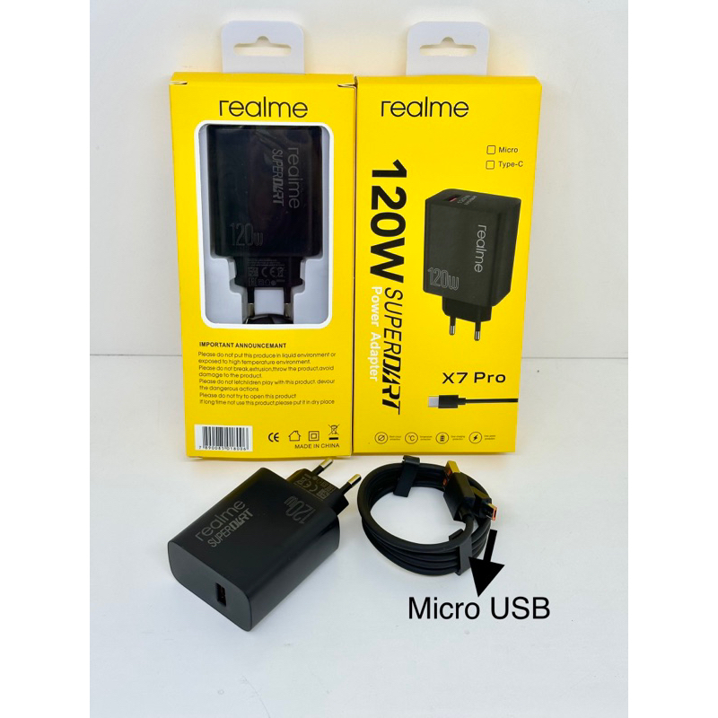 Charger Realme X7 Pro 120W SuperDart Micro USB - Type-C