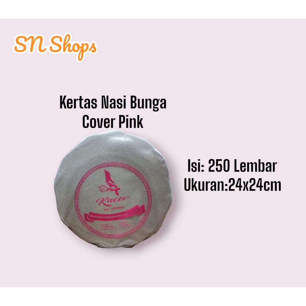 Kertas nasi bunga cover pink untuk tatakan piring isi sekitar 250lembar