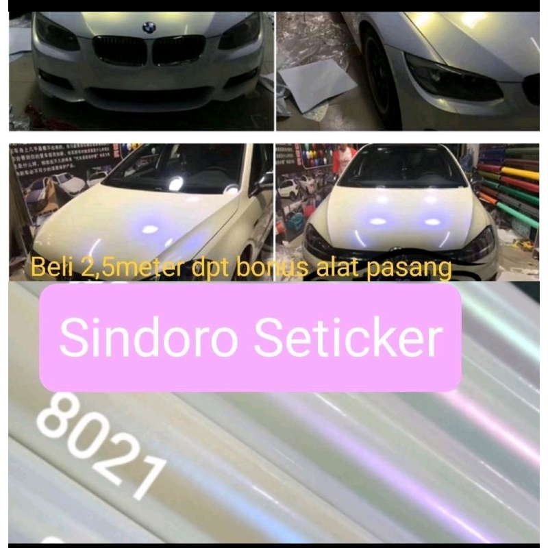 Skotlet seticker mobil lebar 150cm seticker mobil putih lembayung mutiara sekot mobil putih lembayun