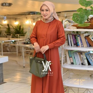 Dress wanita warna Merah bata best seller/gamis yahwo by shidqi R 011/gamis katun toyobo fodu/gamis 