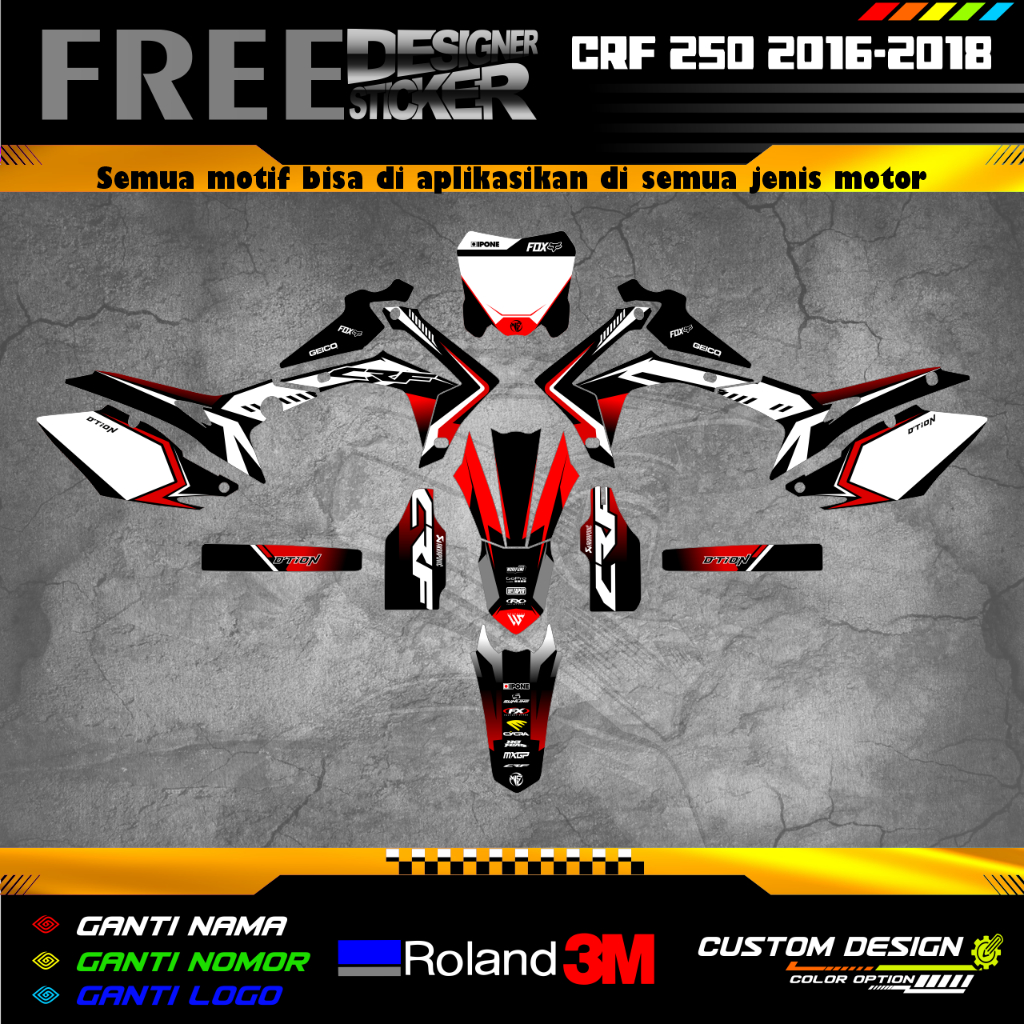 DECAL STIKER CRF 250 FULL BODY FREE CUSTOM DESIGN
