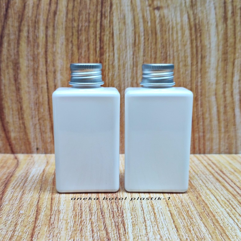 Botol Ulir 100ml Pet Putih / Botol Kotak 100ml Tutup Ulir Almunium / Botol Madu 100ml Pet Plastik Te