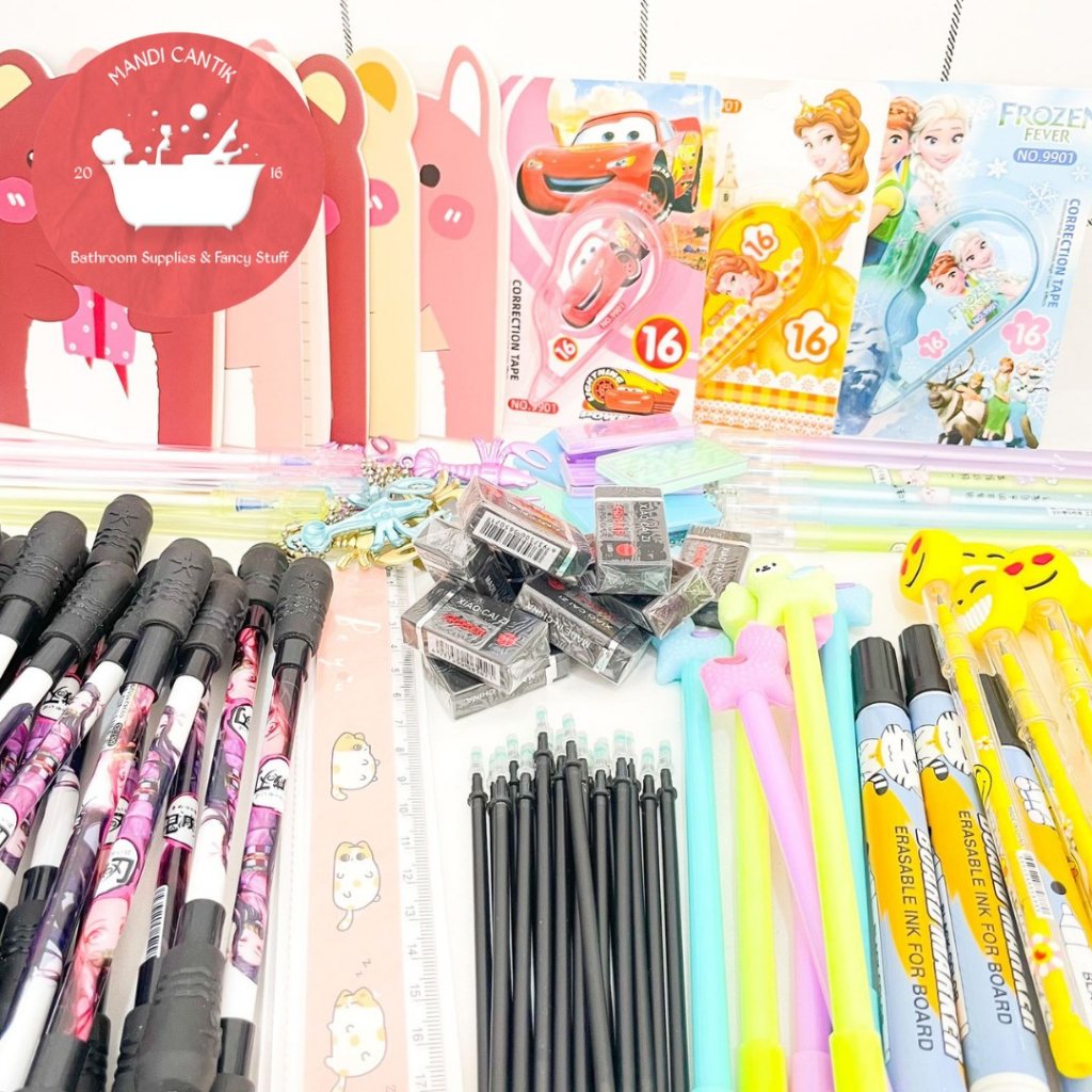 

Paket USAHA 149K DAPAT BANYAK jualan untuk anak sekolah alat tulis kantor lucu buku notes kecil solatip penghapus pulpen