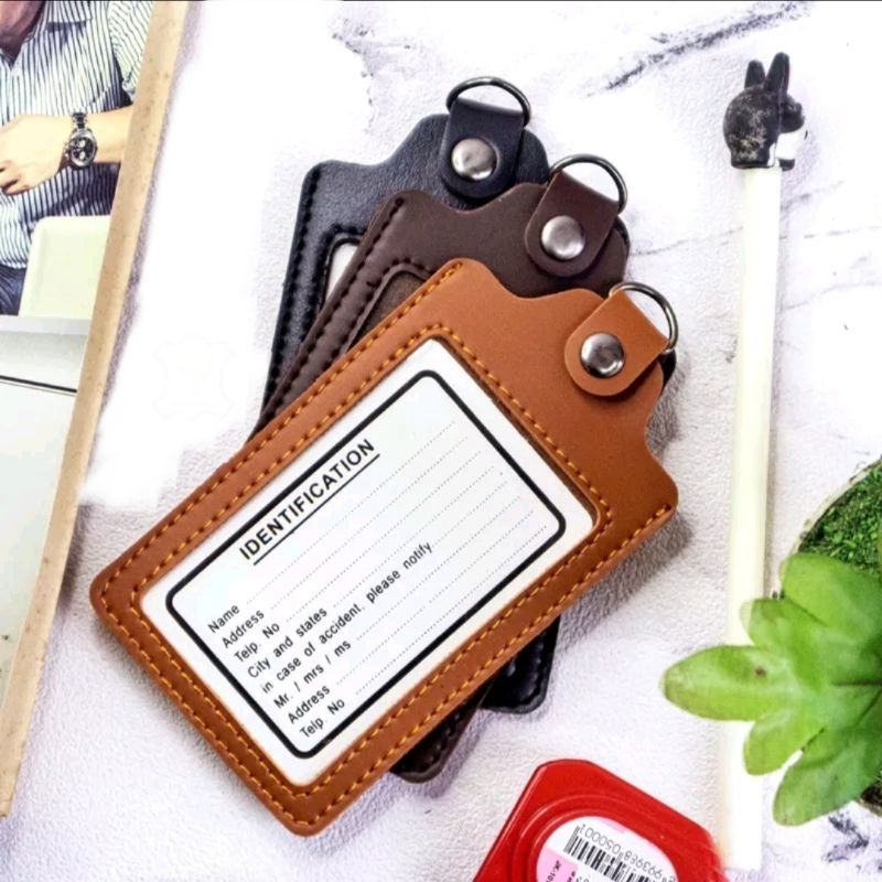 

NAME TAG ID CARD KULIT LANYARD HOLDER 1 SLOT KARTU