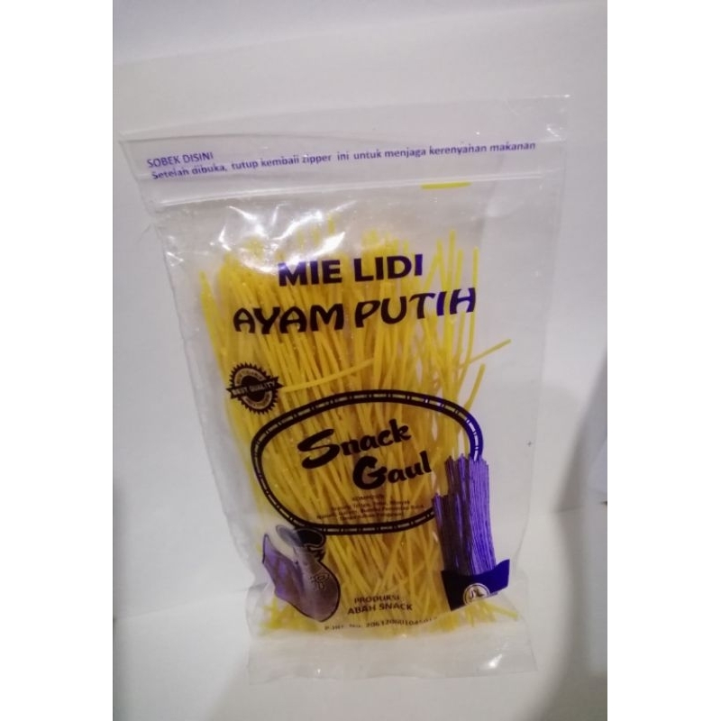 

Snack lidi lidian ayam putih 80gram gurih asin.