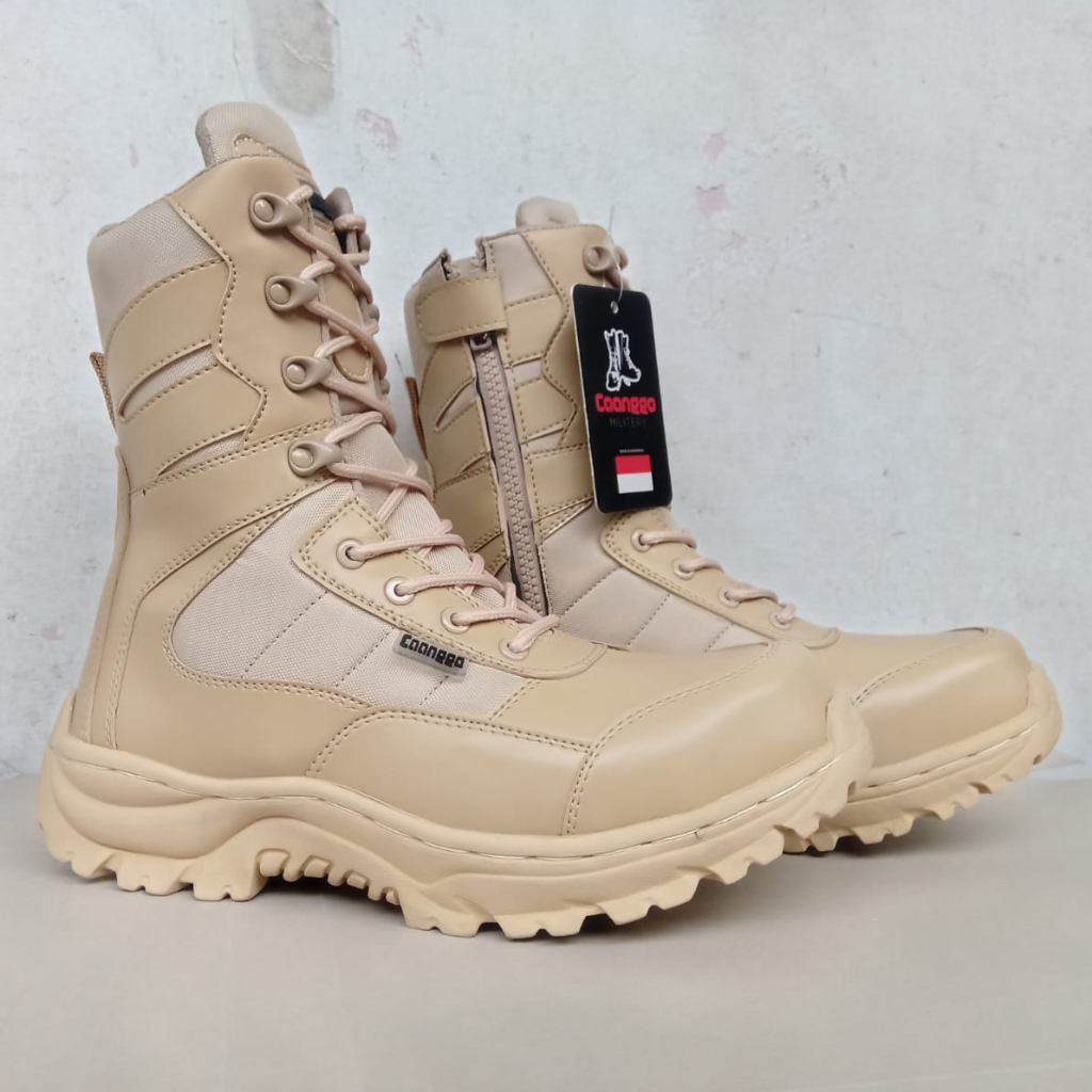 CAANGGO - Sepatu pdl tactical safety ujung besi cream kilap