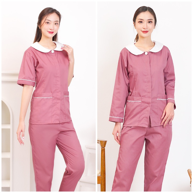 MARIE Magenta seragam suster/nanny uniform/baju seragam hotel spa