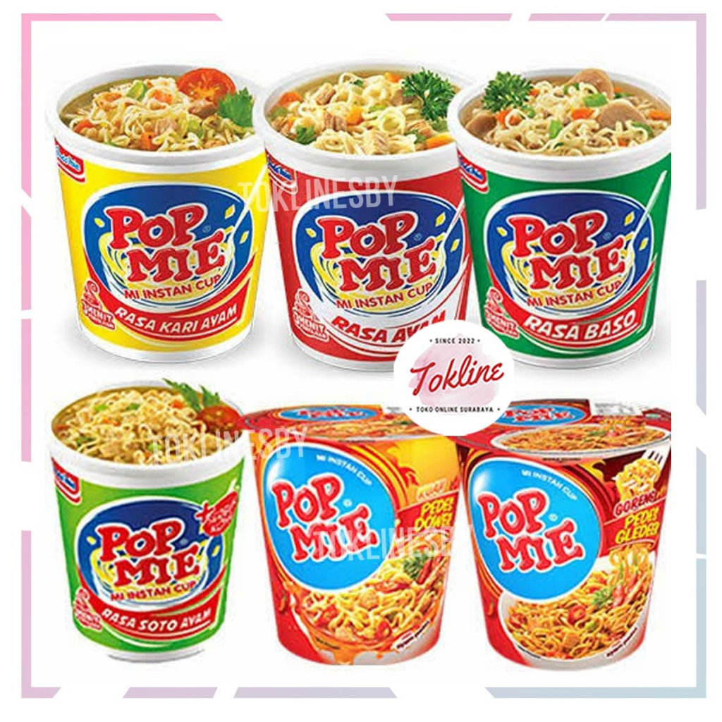 

[ 1 Karton isi 24 pcs ] POP MIE BAKSO AYAM KARI KUAH PEDAS GORENG GLEDEK DOWER PANGSUT SOTO AYAM