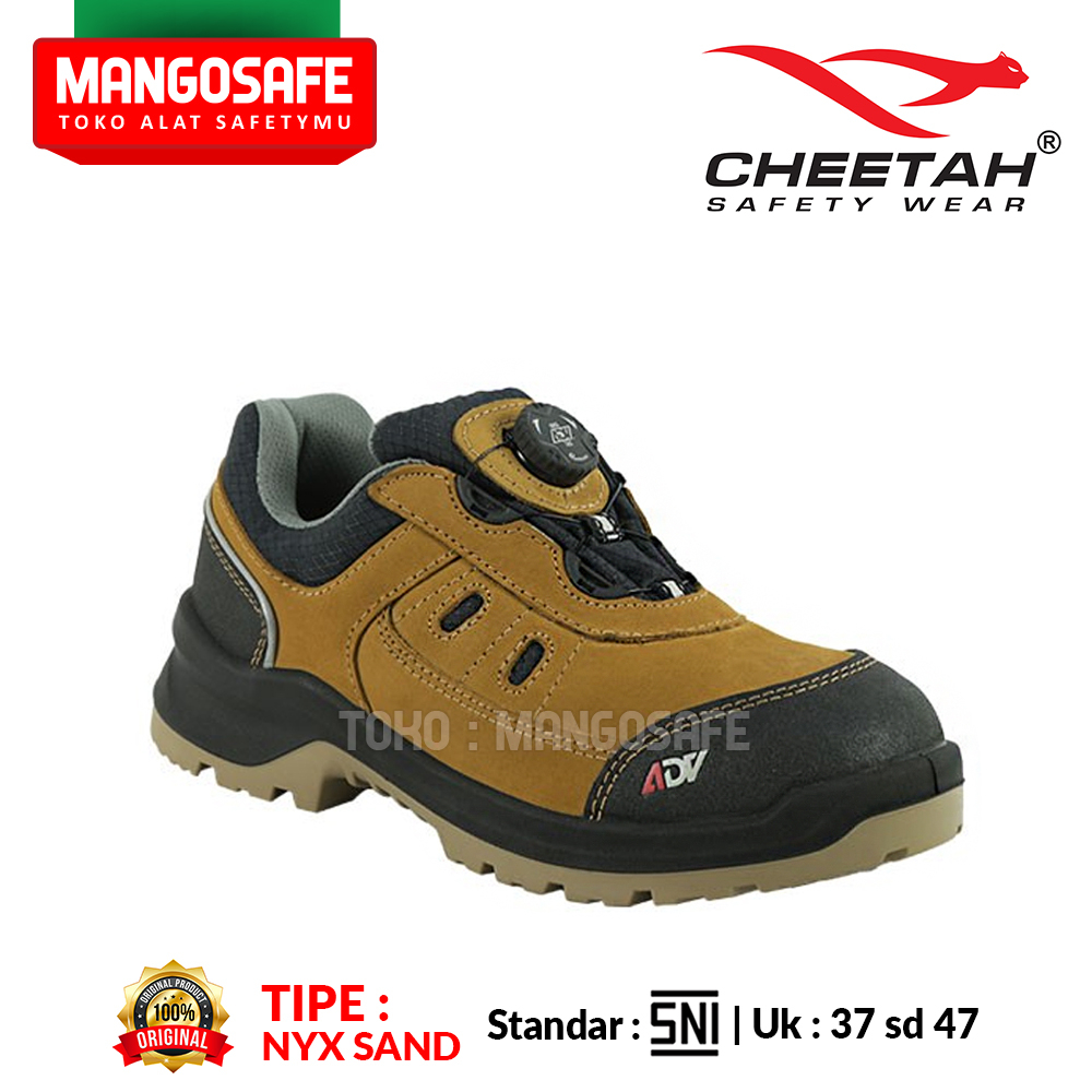 Sepatu Safety Pendek Proyek Ikat Putar CHEETAH Jubatus NYX Tan Brown Coklat Terang / Safety Shoes Bo