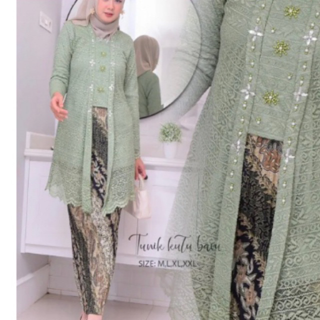 Setelan Kebaya Kutubaru Brukat Malika/Setelan Kebaya Wisuda /Setelan Kebaya Lamaran/Kebaya Modern Si