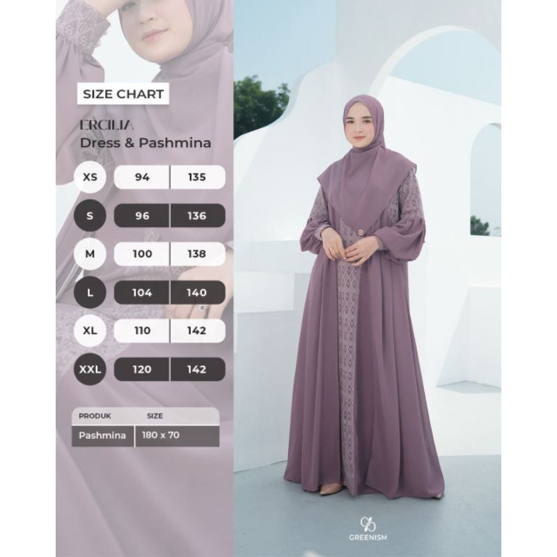 ERCILIA DRESS - Mauve XL by Greenism | Dress brokat | Dress Lebaran| Dress Pesta|