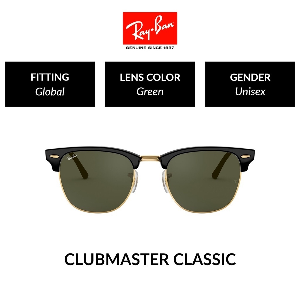 KACAMATA RAYBAN CLUBMASTER RB3016 GOLD BLACK ORIGINAL