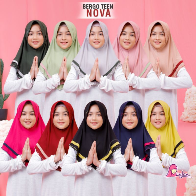 Bergo Teen Nova Miulan Hijab Anak Usia 7-10th Ori Bahan Jersey Stella