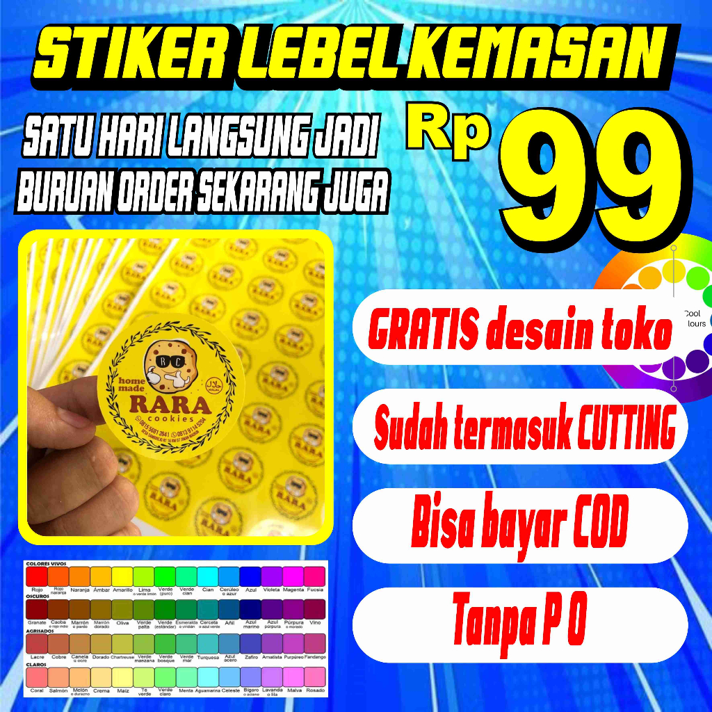 

CETAK STIKER CROMO BULAT KOTAK LABEL OLSHOP MAKANAN MINUMAN MURAH SUDAH CUTTING SEHARI JADI