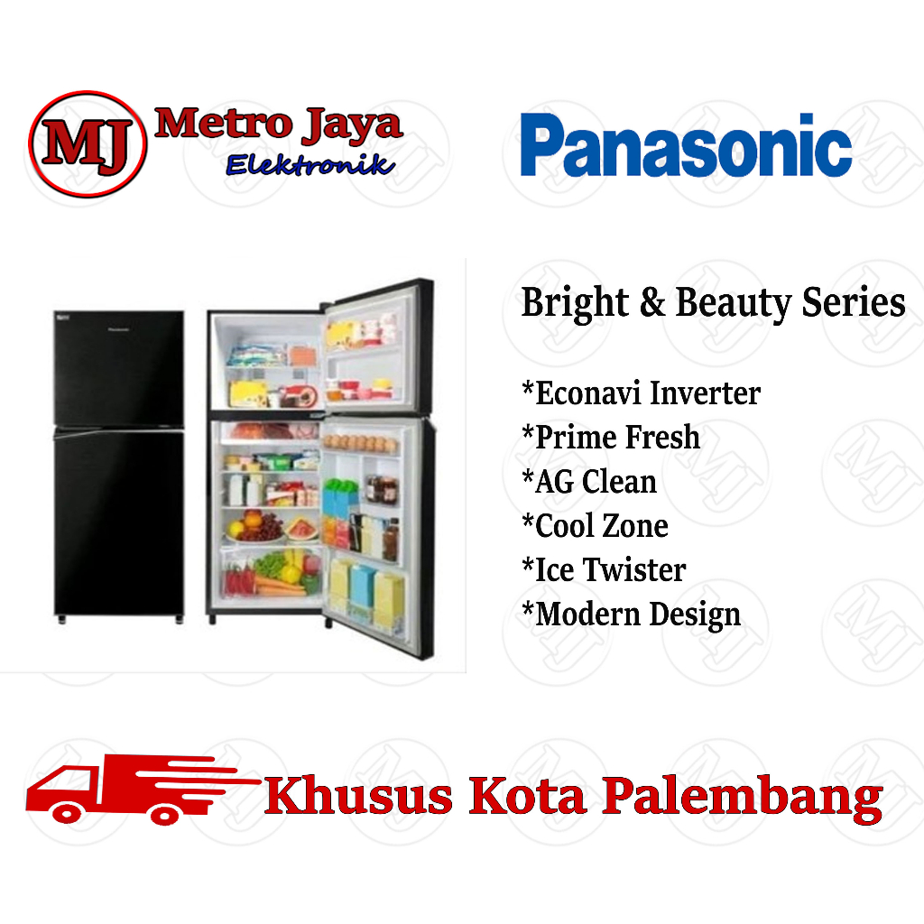 KULKAS 2 PINTU PANASONIC NR-BB211Q-PK Econavi Inverter Prime Fresh