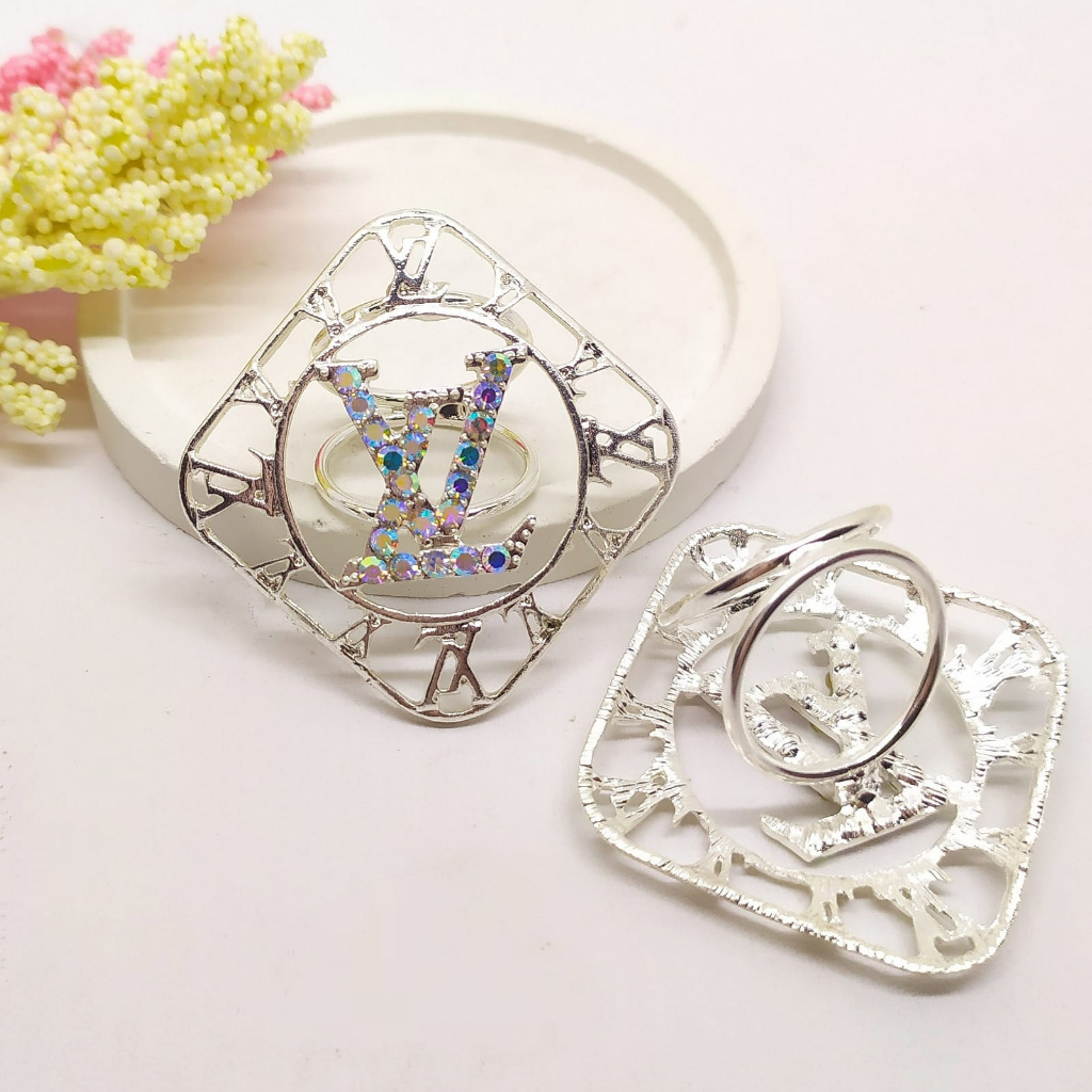 Termurah RING hijab /bros hijab/kolong jilbab/aksesoris hijab-Kotak LV Silver