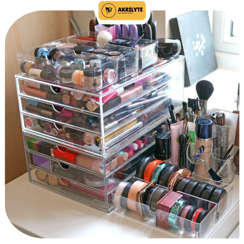 CUSTOM BOX Akrilik Make Up (Tempat Tissue, Brosur, Skincare, Perhiasan, Seserahan, Bunga, Sangkar Bu
