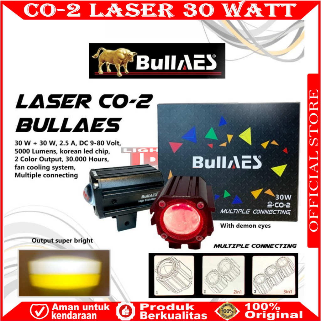 ORIGINAL LAMPU TEMBAK LASER CO-2 MUTIPLE CONNECTING 30 WATT MERK BULLAES & HAPAG X1 LASER AES CO2