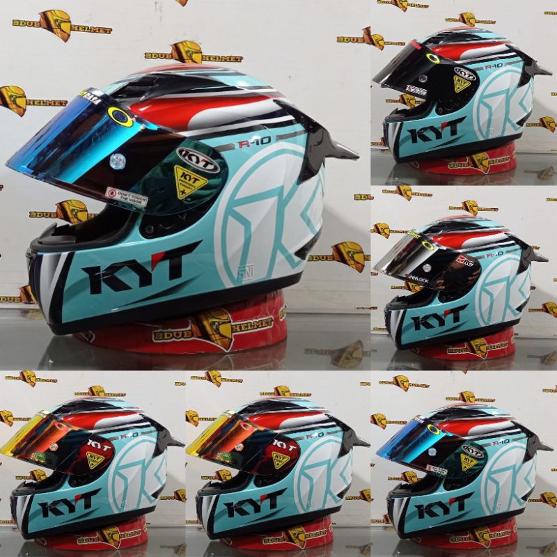 HELM KYT R10 MOTIP #1 AQUA MARINE ORIGINAL HELM/PAKET GANTENG