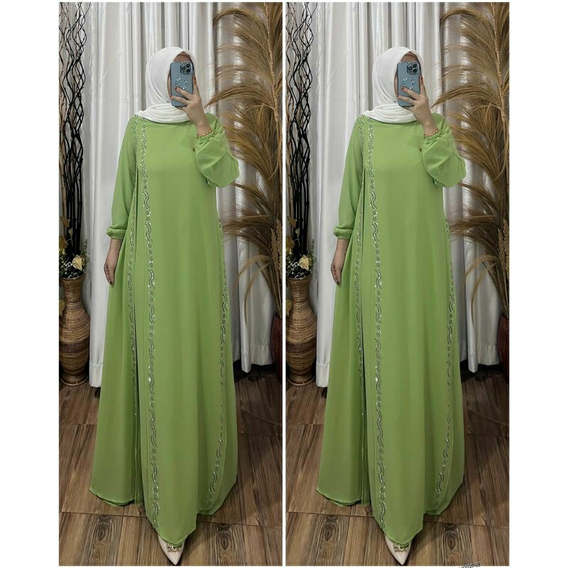 GAMIS CERUTY GAMIS WANITA MOTIF BUNGA KECIL FULL FURING