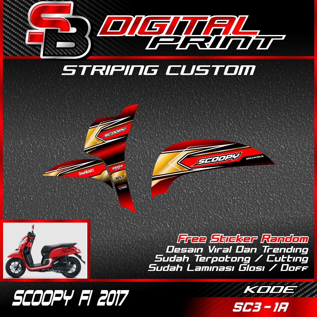 Striping Scoopy Fi 2017 Variasi Simple Bahan Decal non Transparan Sticker Scoopy Fi Vynil