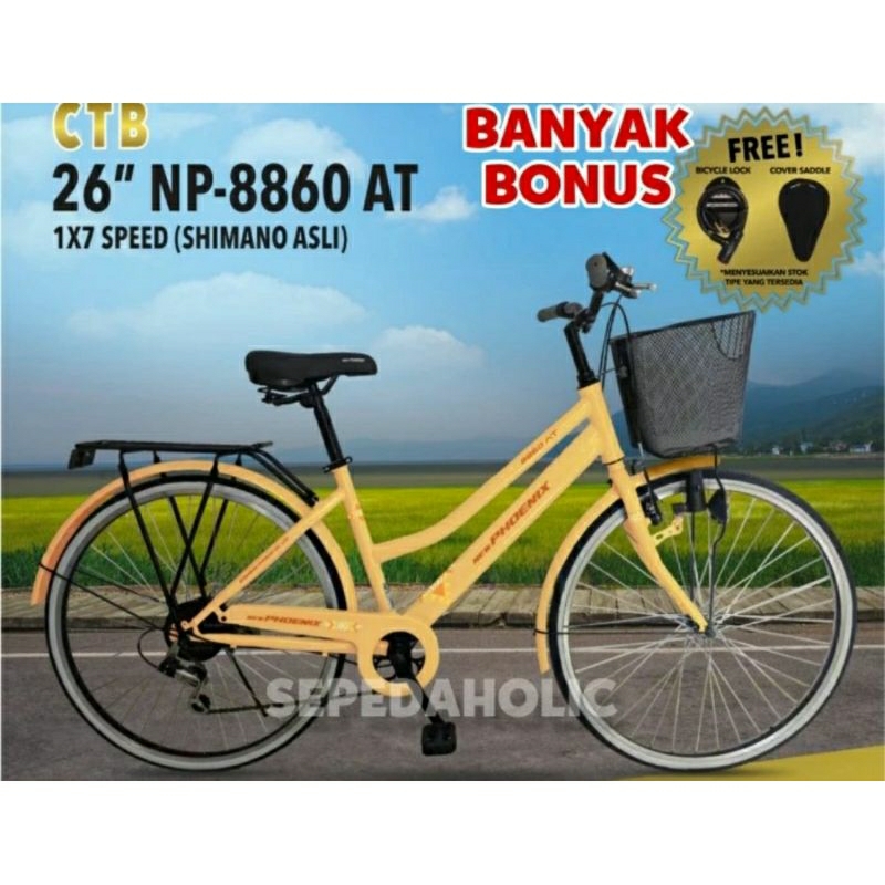 Sepeda keranjang dewasa PHOENIX NP 8860 AT uk 26 inch 7 speed City Bike