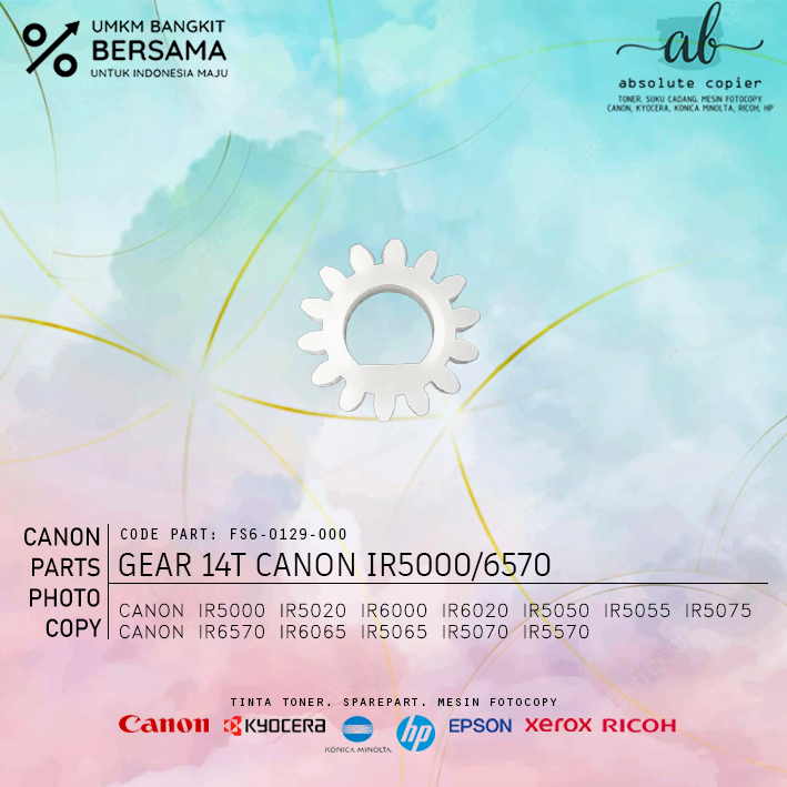 Gear 14T Canon Fotokopi IR 5000 6000 5570 5050 5055 5075 6570 6065 5070 5066 FS8-0388 FS6-0129-000
