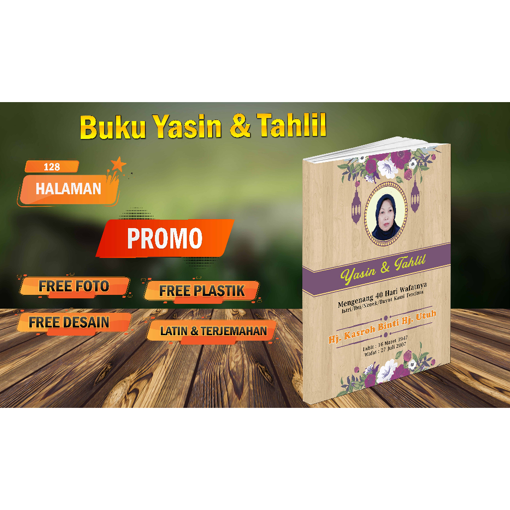 cetak buku yasin dan tahlil custom free foto 128 halaman yasin 40 hari dan 100 harian