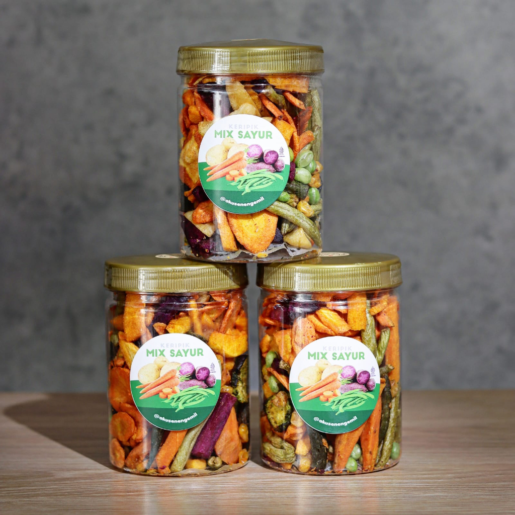 

3 pcs KERIPIK SAYUR MIX OKRA ORIGINAL PREMIUM 750ml | MAKANAN DIET SEHAT | VEGETARIAN | VEGAN | HALAL